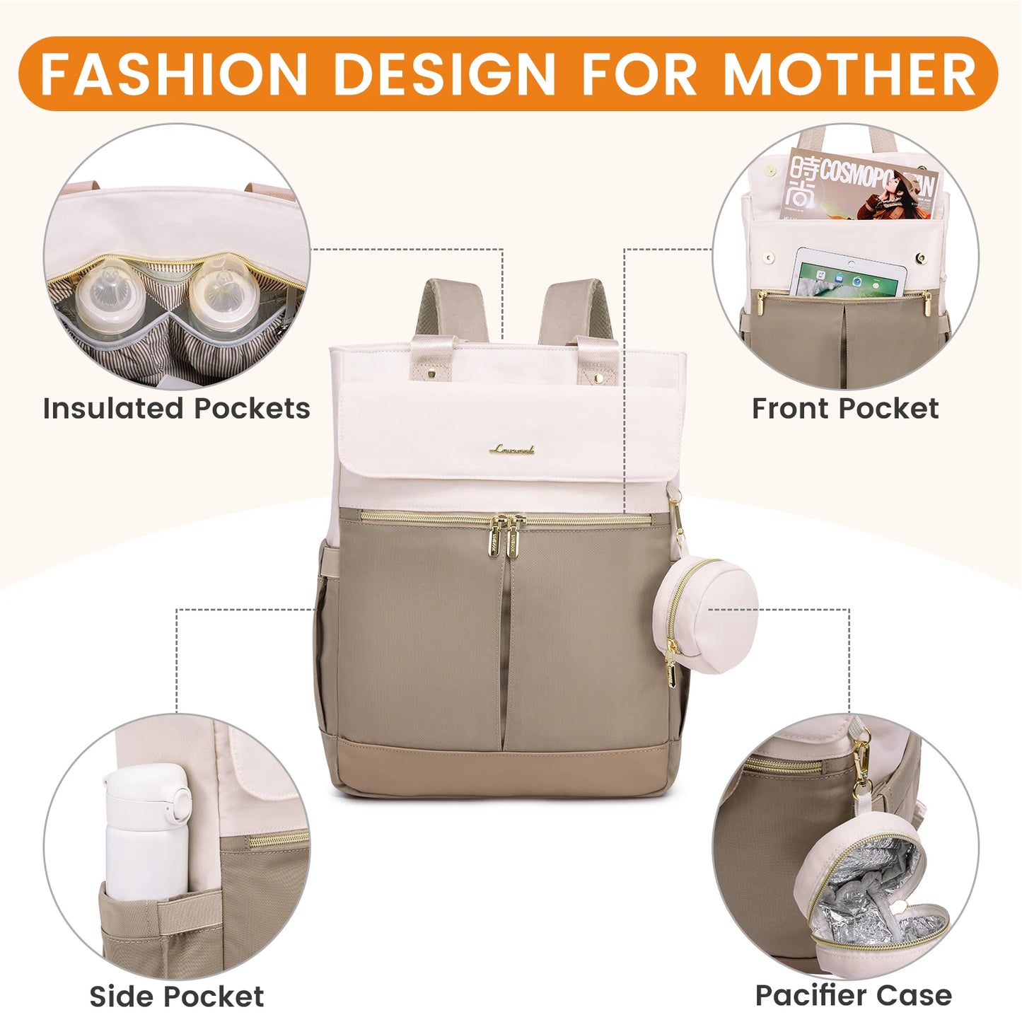 Wholesale Multifunctional Baby Diaper Tote Bags With Changing Pad Pacifier Case Fashion Travel Diaper Backpacks for Mom Dad