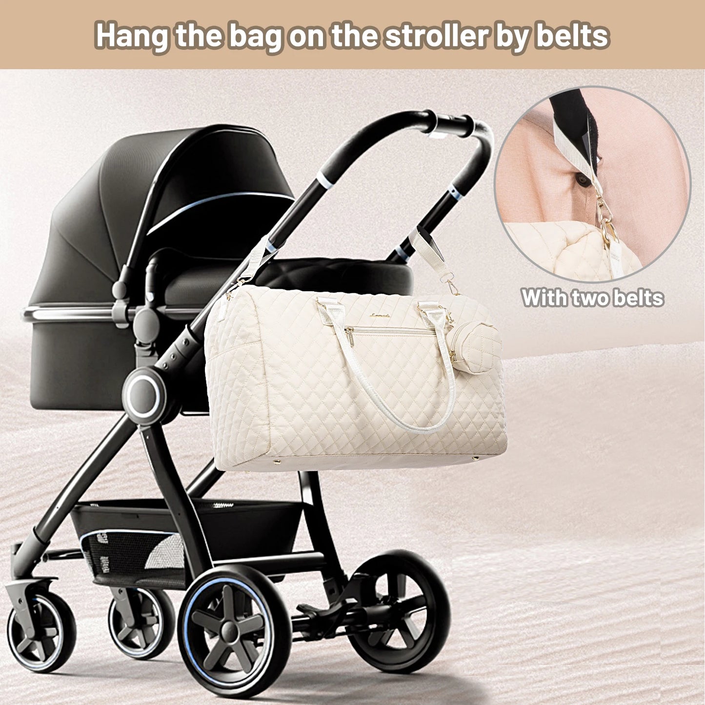 The First Class Beige: Luxury Large-Capacity Travel Diaper Bag