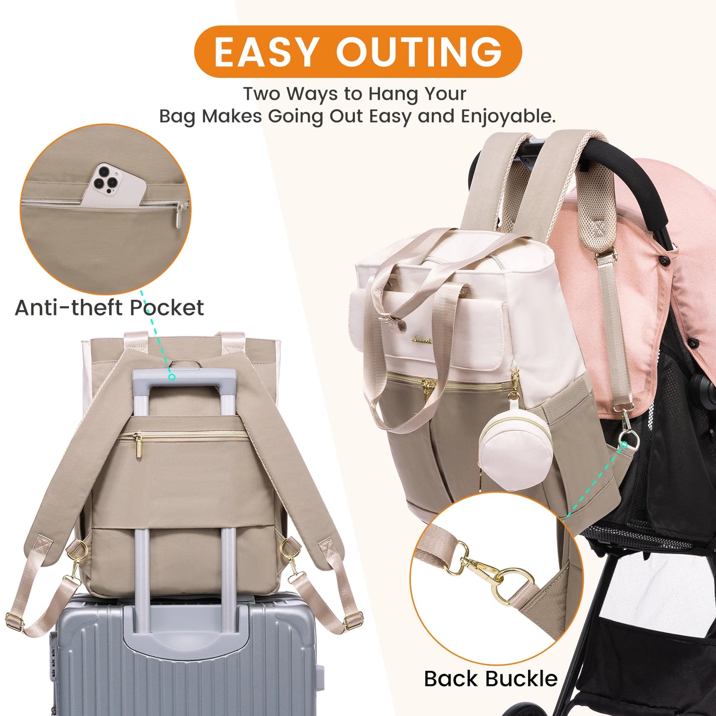 Wholesale Multifunctional Baby Diaper Tote Bags With Changing Pad Pacifier Case Fashion Travel Diaper Backpacks for Mom Dad