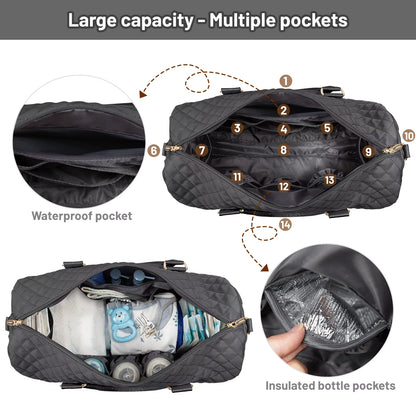 The First Class Black: Luxury Large-Capacity Travel Diaper Bag