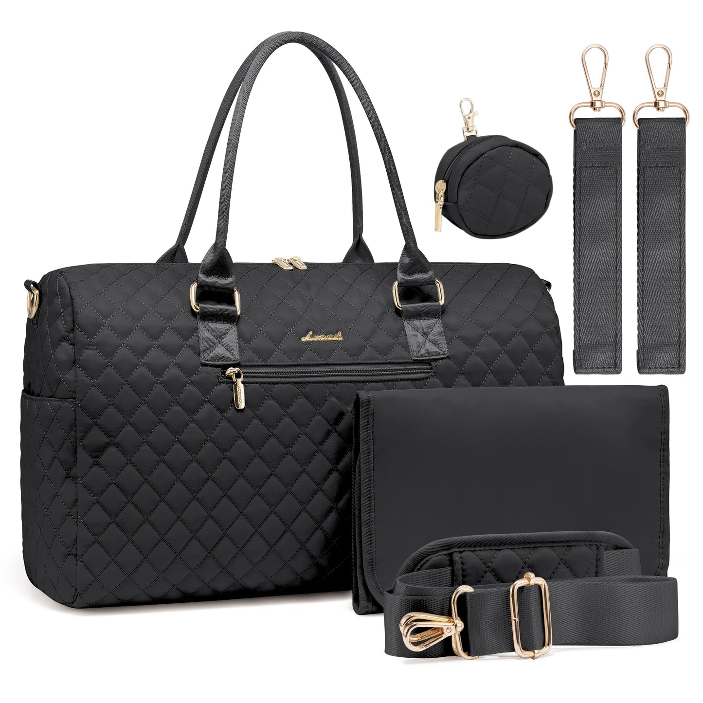 The First Class Black: Luxury Large-Capacity Travel Diaper Bag